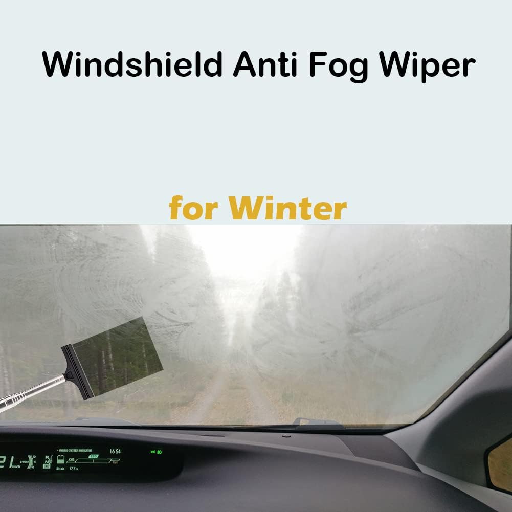 Car Side Mirror Squeegee, Retractable Telescopic Mirror Wiper, Anti-Fog & Water Cleaning Tool for Rainy & Foggy Weather, Extendable 98cm Handle, Portable Auto Mirror Cleaner 1