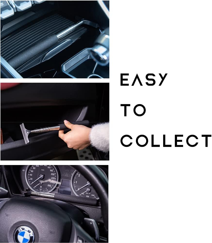 Car Side Mirror Squeegee, Retractable Telescopic Mirror Wiper, Anti-Fog & Water Cleaning Tool for Rainy & Foggy Weather, Extendable 98cm Handle, Portable Auto Mirror Cleaner 1