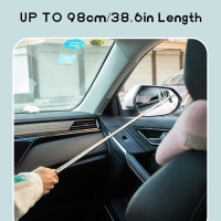 Car Side Mirror Squeegee, Retractable Telescopic Mirror Wiper, Anti-Fog & Water Cleaning Tool for Rainy & Foggy Weather, Extendable 98cm Handle, Portable Auto Mirror Cleaner 1