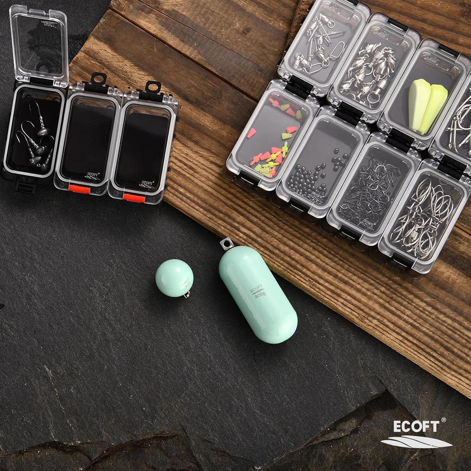 ECOFT Lead Free Fishing Weights Sinkers 20g-200g Coated Egg Sinkers Cannonball Weights Assorted Sizes Bag and Fishing Weights Assortment Box Non-Lead Fishing Weights Saltwater Freshwater 60g(2.11oz)-12pcs
