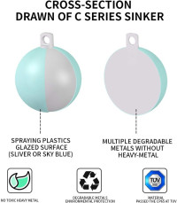 ECOFT Lead Free Fishing Weights Sinkers 20g-200g Coated Egg Sinkers Cannonball Weights Assorted Sizes Bag and Fishing Weights Assortment Box Non-Lead Fishing Weights Saltwater Freshwater 60g(2.11oz)-12pcs