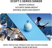 ECOFT Lead Free Fishing Weights Sinkers 20g-200g Coated Egg Sinkers Cannonball Weights Assorted Sizes Bag and Fishing Weights Assortment Box Non-Lead Fishing Weights Saltwater Freshwater 60g(2.11oz)-12pcs