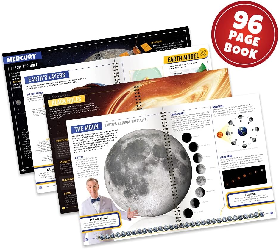 Bill Nye's VR Space Lab - Virtual Reality Kids Science Kit, Book and Interactive STEM Learning Activity Set (Materials & Book Only - Goggles Sold Separately) - for Ages 8 and Up Materials & Book Only (No Goggles)