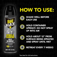 Raid Max Spider and Scorpion Killer, Kills Spiders, Scorpions, Roaches, Ants, Waterbugs, Earwigs, 12 Oz 12 Ounce (Pack of 1)