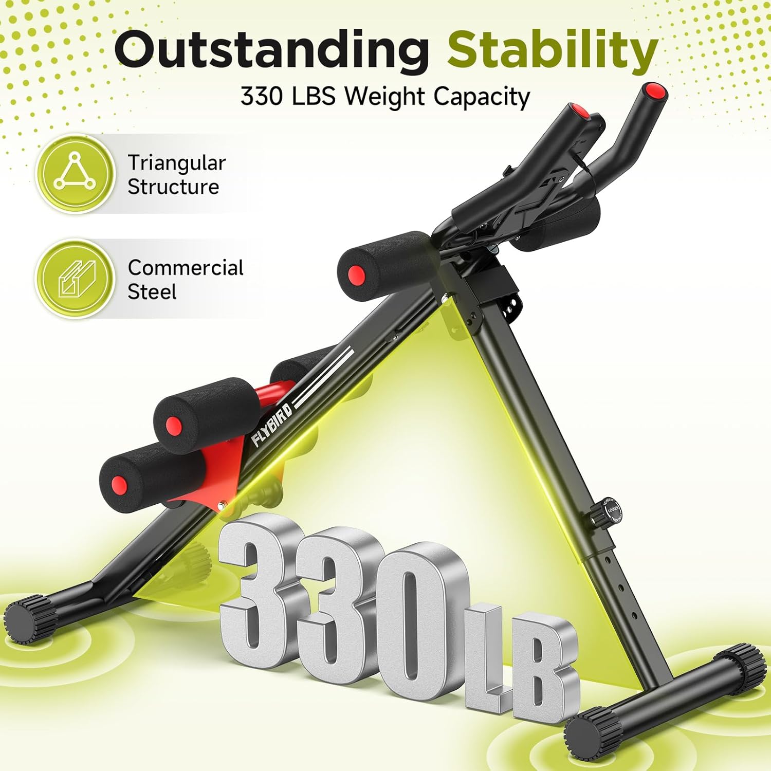 FLYBIRD Ab Workout Equipment, Adjustable Ab Machine Full Body Workout for Home Gym, Strength Training Exercise Equipment for Body Shaping Foldable Waist Trainer Suitable for Beginner Red
