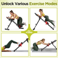 FLYBIRD Ab Workout Equipment, Adjustable Ab Machine Full Body Workout for Home Gym, Strength Training Exercise Equipment for Body Shaping Foldable Waist Trainer Suitable for Beginner Red