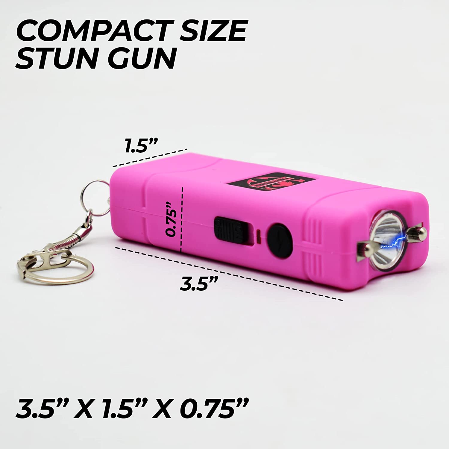 FIGHTSENSE Super Heavy Duty 45 Billion Stun Gun with Keychain for Self Defense with Bright Led Flashlight, Rechargeable Battery, Nylon Holsters Pink