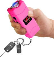 FIGHTSENSE Super Heavy Duty 45 Billion Stun Gun with Keychain for Self Defense with Bright Led Flashlight, Rechargeable Battery, Nylon Holsters Pink