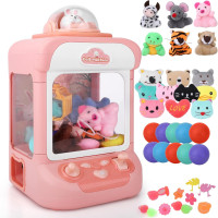 Rabbit Claw Machine for Kids with Plush Toys, Gashapons, Plastic Toys, Dispenser Toys Mini Vending Machine with Music, Mini Claw Machine Crane Game Toys Candy Machine for 3-6,4-8,8-12 Girls and Boys