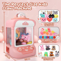 Rabbit Claw Machine for Kids with Plush Toys, Gashapons, Plastic Toys, Dispenser Toys Mini Vending Machine with Music, Mini Claw Machine Crane Game Toys Candy Machine for 3-6,4-8,8-12 Girls and Boys