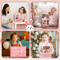 Rabbit Claw Machine for Kids with Plush Toys, Gashapons, Plastic Toys, Dispenser Toys Mini Vending Machine with Music, Mini Claw Machine Crane Game Toys Candy Machine for 3-6,4-8,8-12 Girls and Boys
