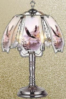 New Glass Fly High Eagle Scene Touch Lamp 23.5'' H Dark Chrome Finish Base