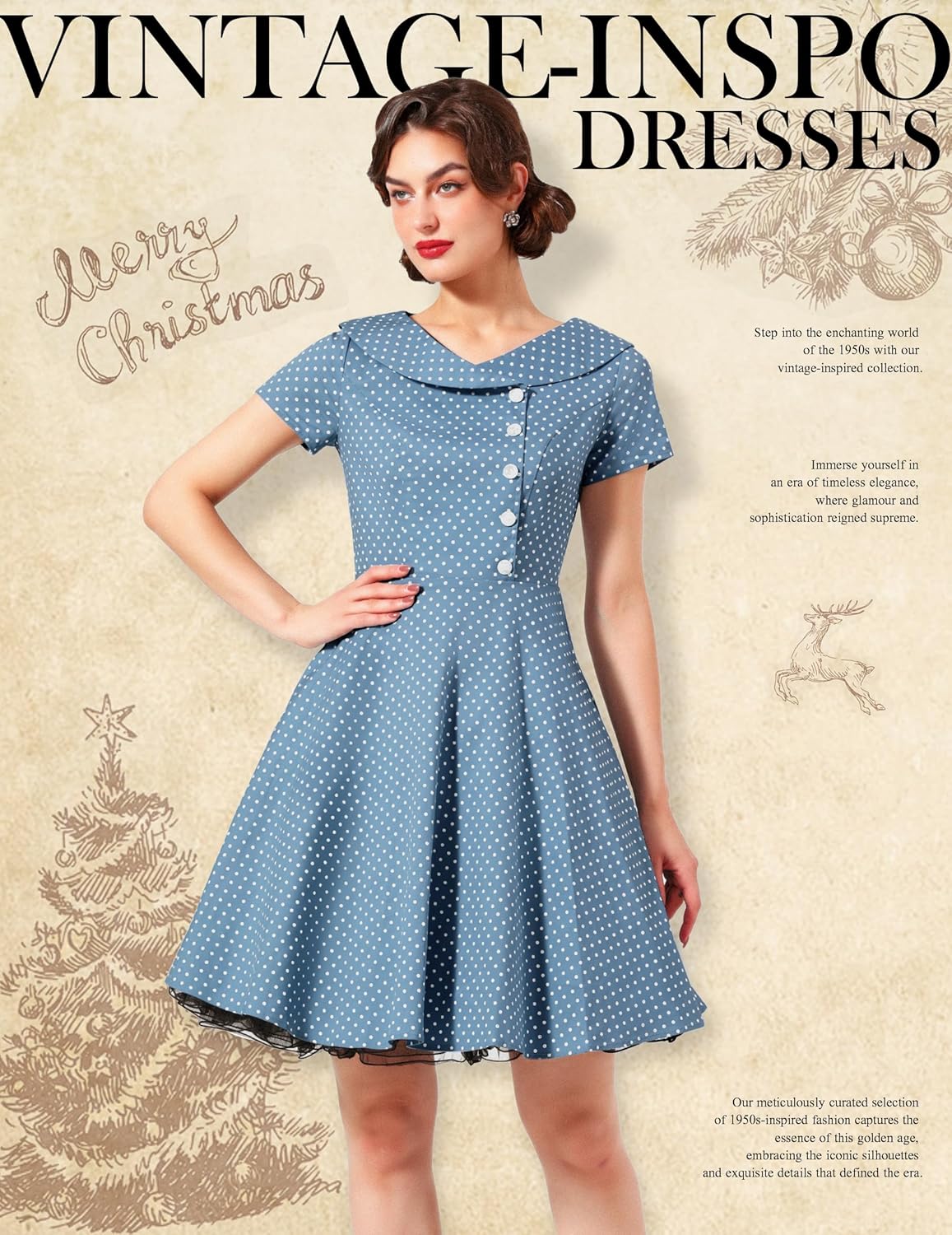Wholesale Wedtrend Women's 1950s Vintage Audrey Hepburn Style Cocktail  Swing Dresses Medium Sky Blue Small White Dot | Supply Leader — Wholesale  Supply, image size:1157x1500