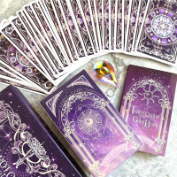 78 Tarot Cards with Guide Book - Tarot Deck Gift Set with Tarot Cloth, Chakra Stones & Tarot Bag, Purple Tarot Cards Fortune Telling Game Craft Cardboard for Beginners and Expert Readers