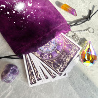 78 Tarot Cards with Guide Book - Tarot Deck Gift Set with Tarot Cloth, Chakra Stones & Tarot Bag, Purple Tarot Cards Fortune Telling Game Craft Cardboard for Beginners and Expert Readers