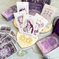 78 Tarot Cards with Guide Book - Tarot Deck Gift Set with Tarot Cloth, Chakra Stones & Tarot Bag, Purple Tarot Cards Fortune Telling Game Craft Cardboard for Beginners and Expert Readers