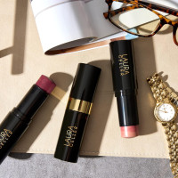 LAURA GELLER NEW YORK Italian Marble Blush Makeup Stick | Cream Finish Marbleized Blush for Cheeks, Apricot Spritz