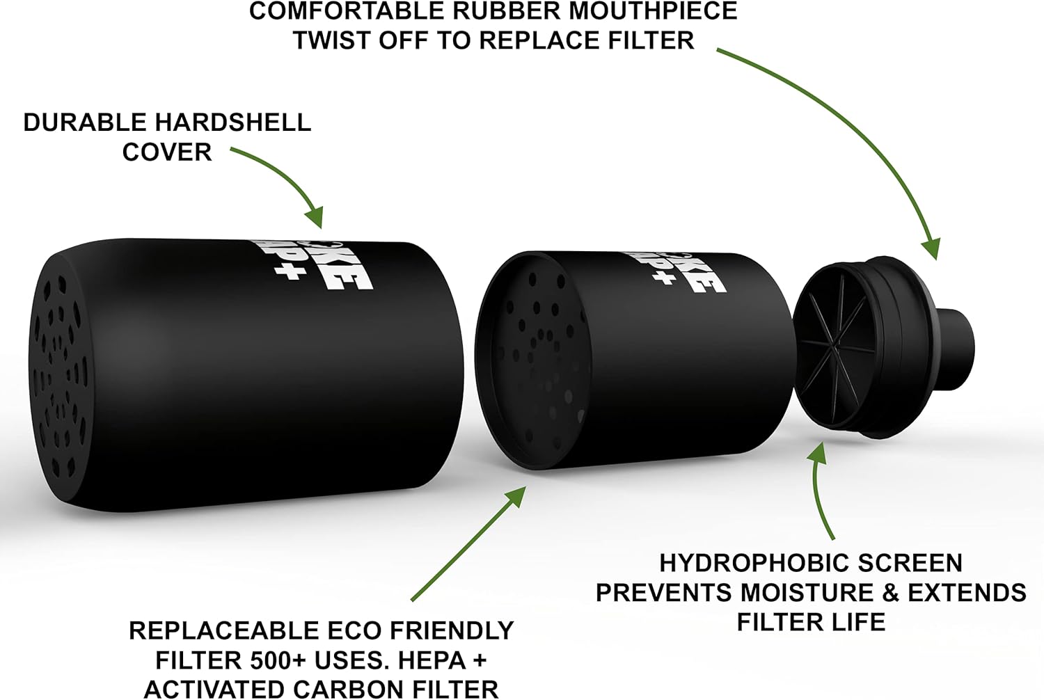 Smoke Trap + | Personal Air Filter (Sploof) - Smoke Filter With Long Lasting 500+ Uses with Easy Exhale - (Black)