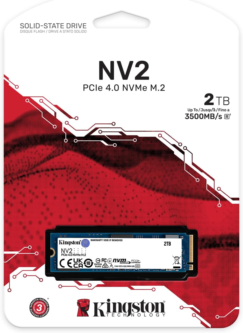 Kingston NV2 2TB M.2 2280 NVMe Internal SSD | PCIe 4.0 Gen 4x4 | Up to 3500 MB/s | SNV2S/2000G Fast 2TB