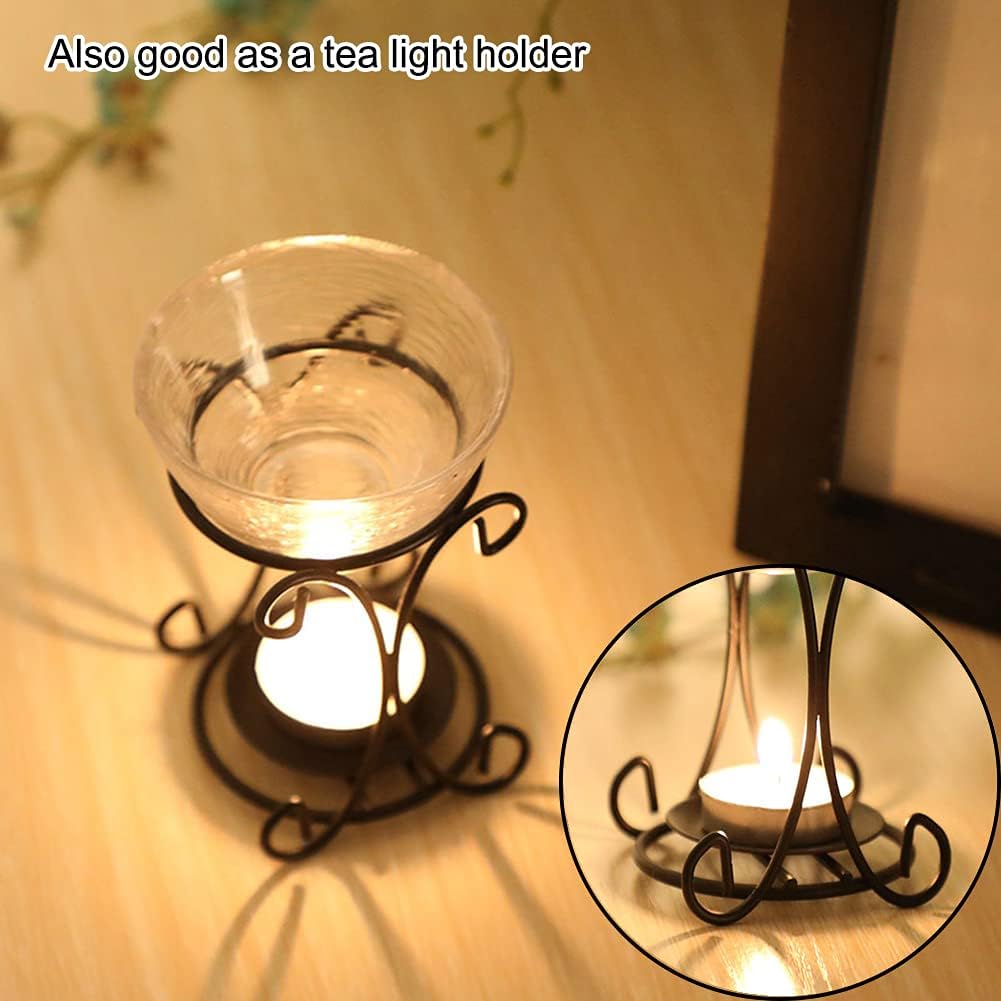Tealight Wax Warmer Oil Burner, Iron Wax Melter Tea Light Holder, Wax Melt Burner Candle Wax Warmer Non Electric Oil Warmer (Pink)