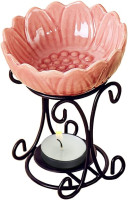 Tealight Wax Warmer Oil Burner, Iron Wax Melter Tea Light Holder, Wax Melt Burner Candle Wax Warmer Non Electric Oil Warmer (Pink)
