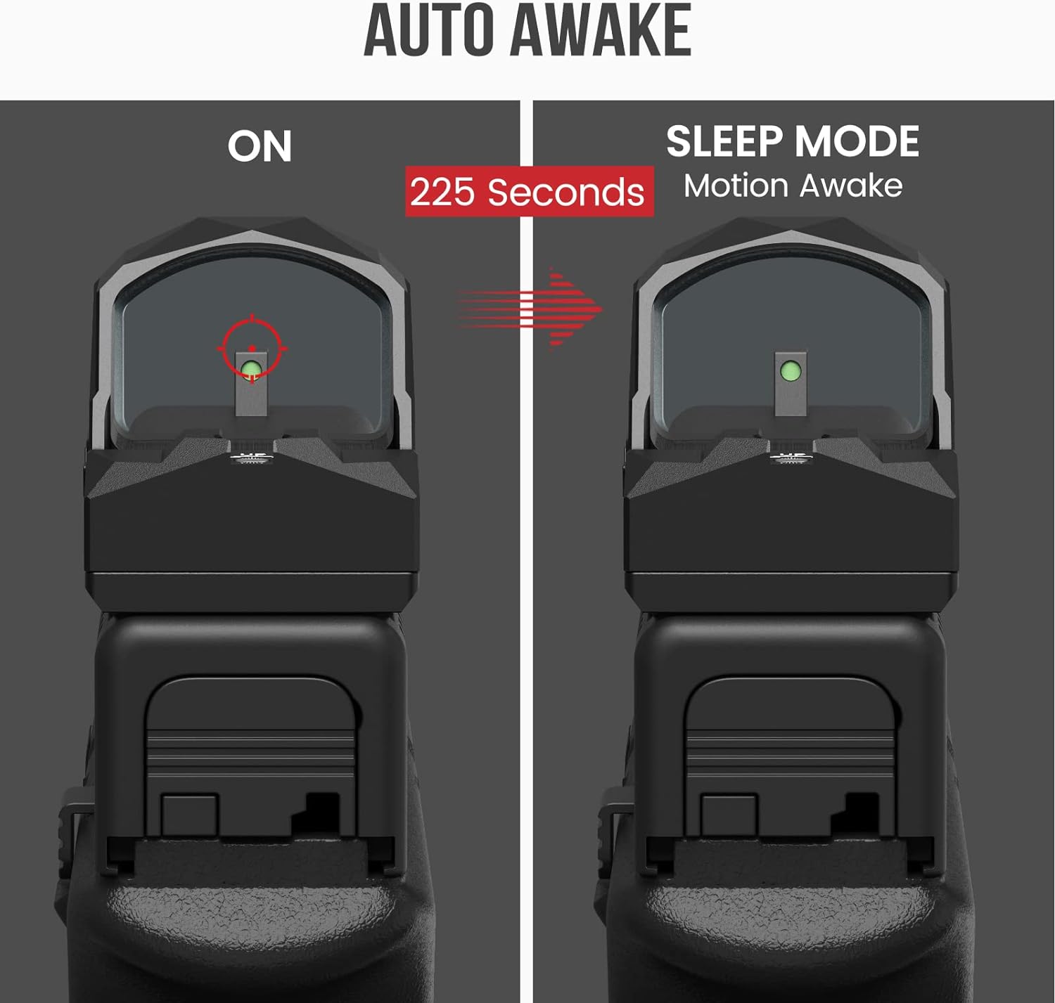 VOTATU PMD504-R Multiple Reticle Red Dot Sight Compatible with RMR Footprint and Picatinny Mount - Shake Awake 1x24mm Micro Reflex Sight 2 MOA Dot 62 MOA Circle Optic