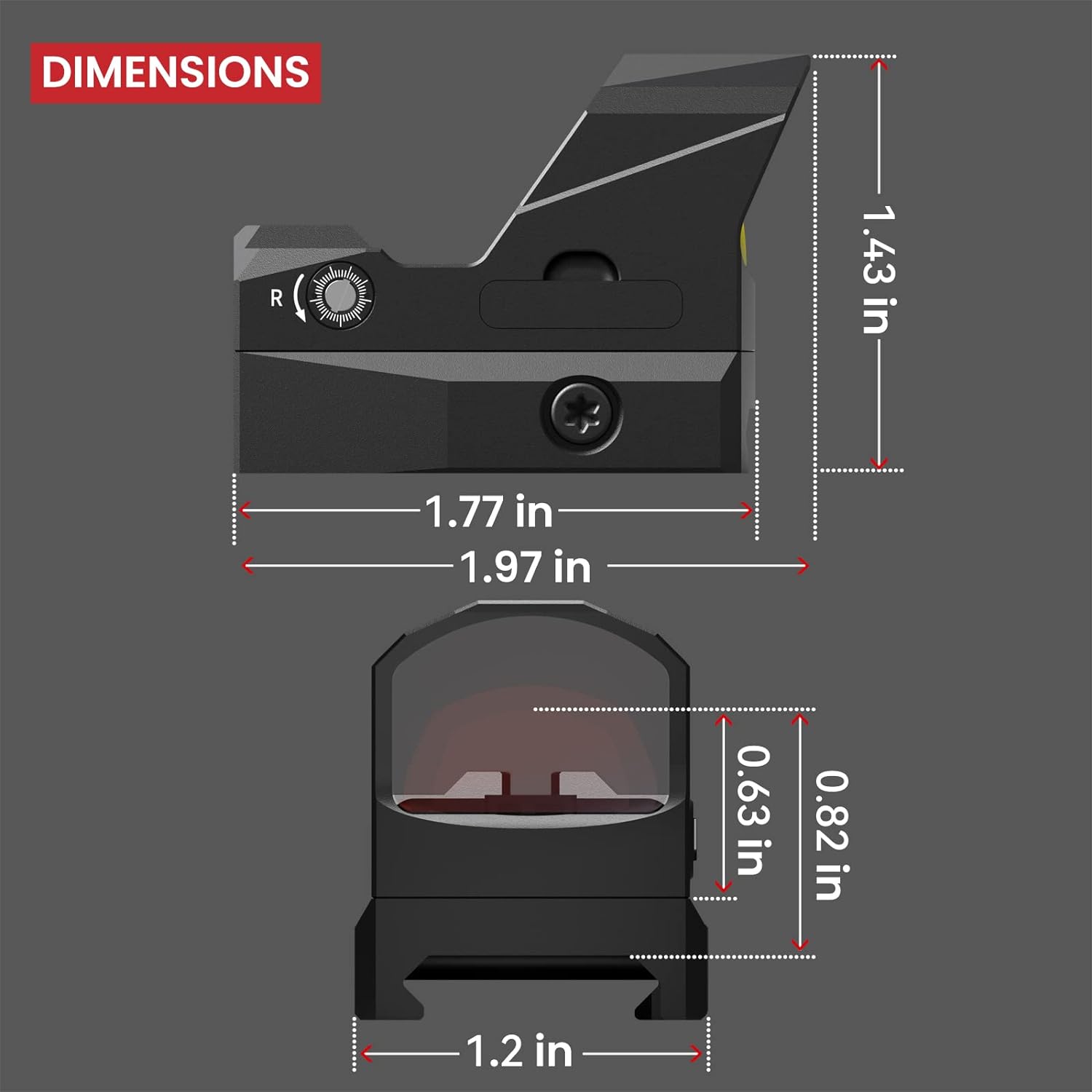 VOTATU PMD504-R Multiple Reticle Red Dot Sight Compatible with RMR Footprint and Picatinny Mount - Shake Awake 1x24mm Micro Reflex Sight 2 MOA Dot 62 MOA Circle Optic