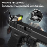 VOTATU PMD504-R Multiple Reticle Red Dot Sight Compatible with RMR Footprint and Picatinny Mount - Shake Awake 1x24mm Micro Reflex Sight 2 MOA Dot 62 MOA Circle Optic