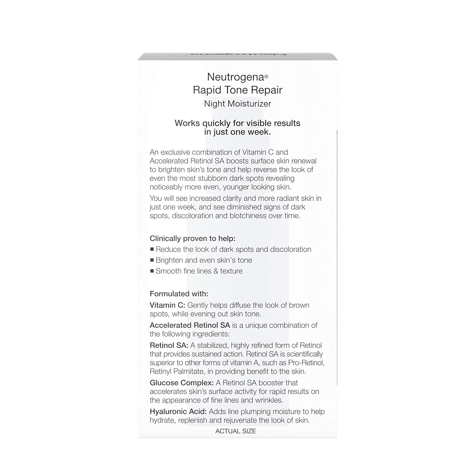 Neutrogena Rapid Tone Repair Night Cream with Retinol, Vitamin C and Hyaluronic Acid - Anti Wrinkle Face and Neck Moisturizer - Vitamin C, Retinol, Glycerin, Hyaluronic Acid, 1 fl. Oz
