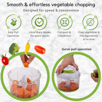 Brieftons QuickPull Manual Food Chopper: Large 4-Cup Powerful Hand Pull Chopper / Mincer / Mixer Blender to Chop Onion, Garlic, Vegetables, Fruits, Herbs for Salsa, Salad, Pesto, Puree, Indian Cooking