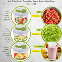 Brieftons QuickPull Manual Food Chopper: Large 4-Cup Powerful Hand Pull Chopper / Mincer / Mixer Blender to Chop Onion, Garlic, Vegetables, Fruits, Herbs for Salsa, Salad, Pesto, Puree, Indian Cooking