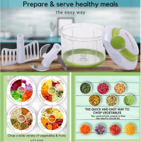Brieftons QuickPull Manual Food Chopper: Large 4-Cup Powerful Hand Pull Chopper / Mincer / Mixer Blender to Chop Onion, Garlic, Vegetables, Fruits, Herbs for Salsa, Salad, Pesto, Puree, Indian Cooking