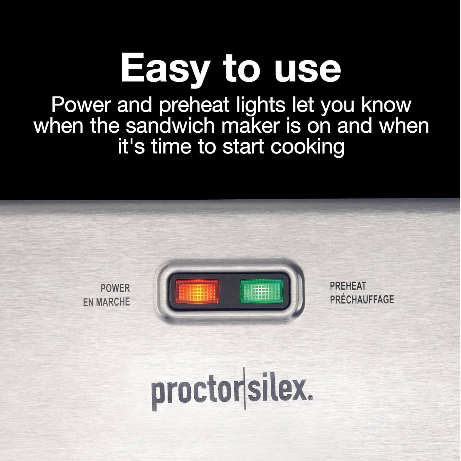 Proctor Silex Deluxe Hot Sandwich Maker With Easy-Clean Durable PFAS-Free Nonstick Ceramic Plates, Fits up to 2 Grilled Cheese, Ruebens, Tortas or Subs, Stainless Steel (25415MN)