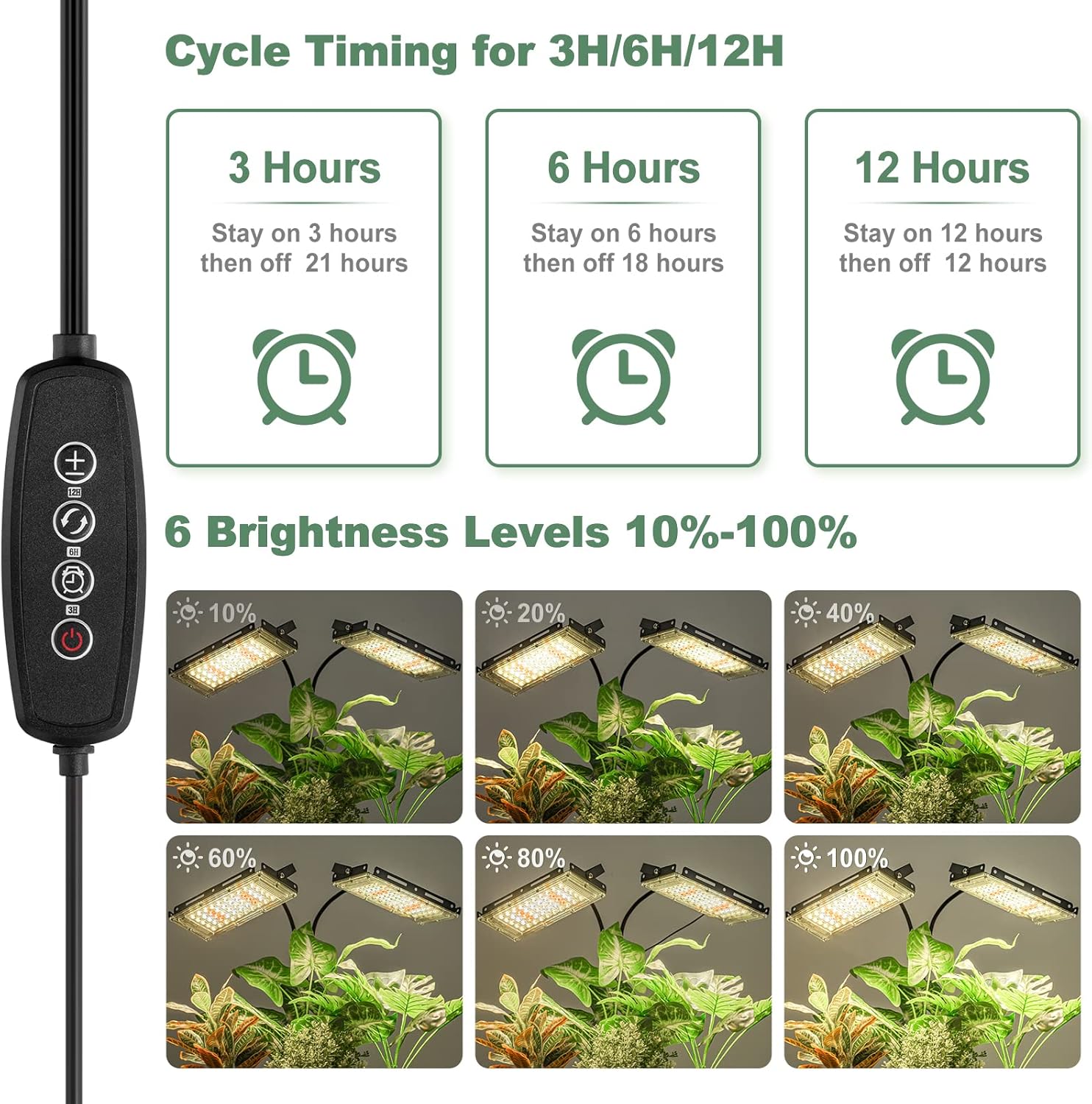 LORDEM Grow Light with Stand, Full Spectrum LED Plant Light for Indoor Plants, 200W Dual Heads Grow Lamp with Auto On/Off Timer, 3 Lighting Modes, 6 Dimmable Levels, Adjustable Tripod 15-63 inches Dual-Head Timer