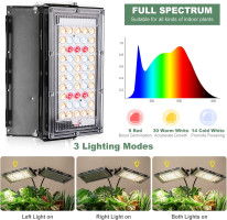 LORDEM Grow Light with Stand, Full Spectrum LED Plant Light for Indoor Plants, 200W Dual Heads Grow Lamp with Auto On/Off Timer, 3 Lighting Modes, 6 Dimmable Levels, Adjustable Tripod 15-63 inches Dual-Head Timer
