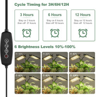LORDEM Grow Light with Stand, Full Spectrum LED Plant Light for Indoor Plants, 200W Dual Heads Grow Lamp with Auto On/Off Timer, 3 Lighting Modes, 6 Dimmable Levels, Adjustable Tripod 15-63 inches Dual-Head Timer
