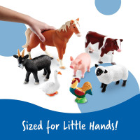 Learning Resources Jumbo Farm Animals - Horse Cow Sheep Chicken Goat Figurines, Barn Toys, Fine Motor Skills, Toddler Educational Playset, Montessori, Barnyard, Gifts For Boys and Girls
