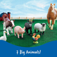 Learning Resources Jumbo Farm Animals - Horse Cow Sheep Chicken Goat Figurines, Barn Toys, Fine Motor Skills, Toddler Educational Playset, Montessori, Barnyard, Gifts For Boys and Girls
