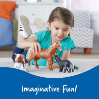 Learning Resources Jumbo Farm Animals - Horse Cow Sheep Chicken Goat Figurines, Barn Toys, Fine Motor Skills, Toddler Educational Playset, Montessori, Barnyard, Gifts For Boys and Girls