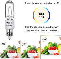 Vinaco E11 Light Bulb, 2PCS E11 Bulb Dimmable, JDE11 120V 75W Halogen Light Bulbs Long Lasting Lifespan, 2800K Warm White,T4 E11 Mini Candelabra Bulb with High Output 1150LM E11 Halogen Bulb 75.0