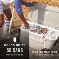Coleman Classic Series Insulated Portable Wheeled Cooler, Leak-Resistant Outdoor Hard Cooler Keeps Ice up to 5 Days, 62-Quart 62qt Rock Grey