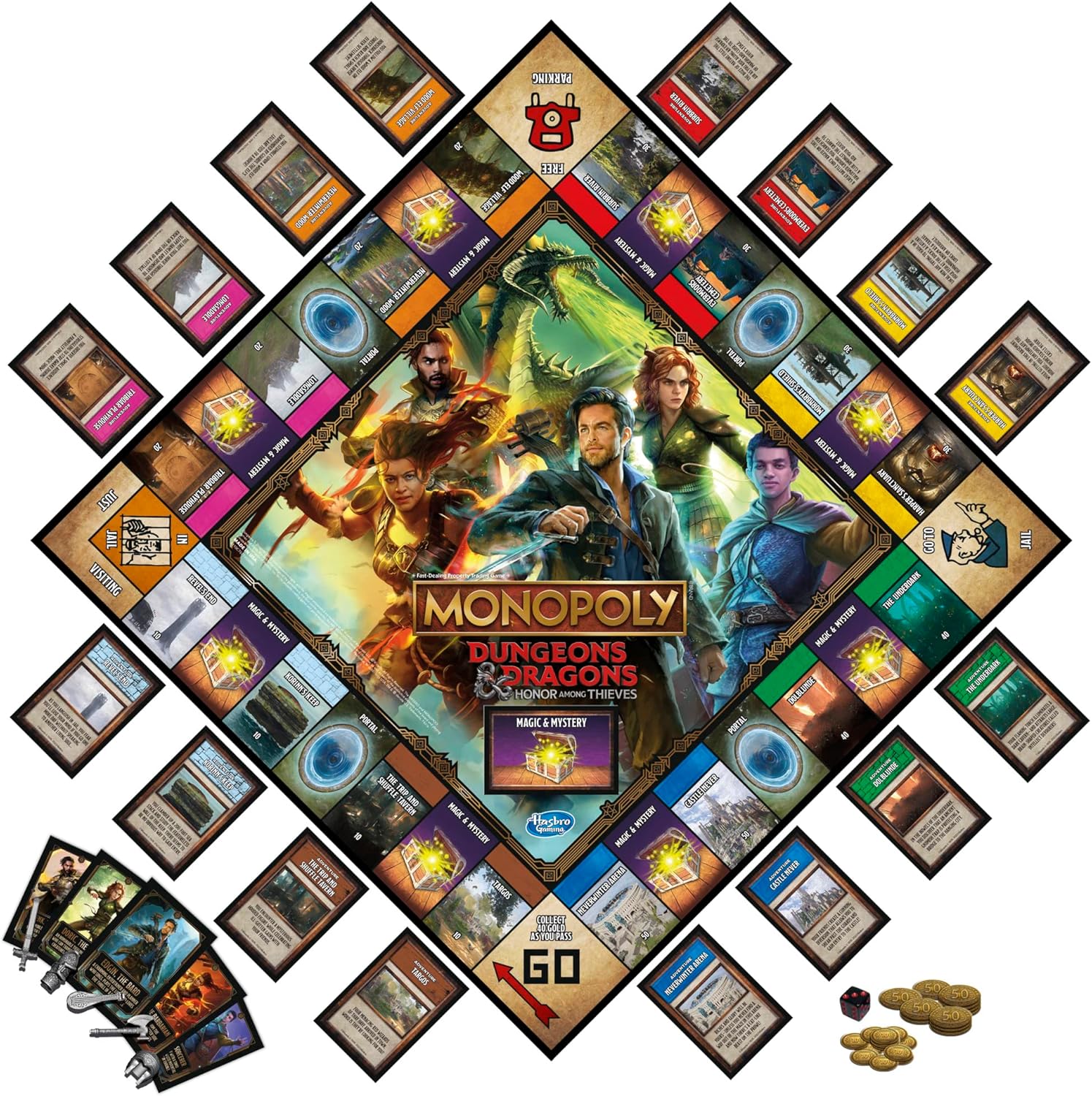 Hasbro Gaming Monopoly Dungeons & Dragons: Honor Among Thieves Game, Inspired by The D&D Movie, Monopoly D&D Board Game for 2-5 Players, Ages 8 and Up