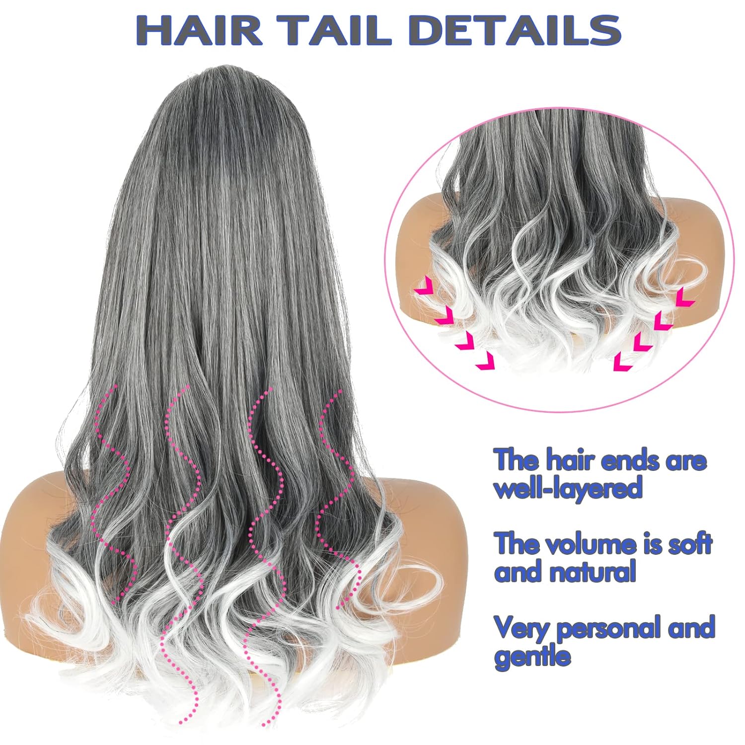 Grey Drawstring Ponytail Salt and Pepper Pony Tails Hair Extensions for Black Women 18inch Synthetic Curly Ponytails Extension Clip in on Hair Pieces for Women 18 Inch #T1B/GRAY