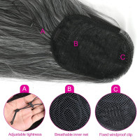 Grey Drawstring Ponytail Salt and Pepper Pony Tails Hair Extensions for Black Women 18inch Synthetic Curly Ponytails Extension Clip in on Hair Pieces for Women 18 Inch #T1B/GRAY