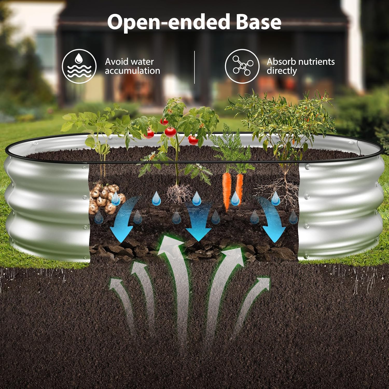 Raised Garden Bed Kit, 4x2x1 ft Galvanized Planter Box Outdoor with Safety Edging, Large Metal Raised Beds for Gardening Vegetables Flower Herb (Silver) Silver 4×2×1ft