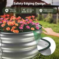 Raised Garden Bed Kit, 4x2x1 ft Galvanized Planter Box Outdoor with Safety Edging, Large Metal Raised Beds for Gardening Vegetables Flower Herb (Silver) Silver 4×2×1ft