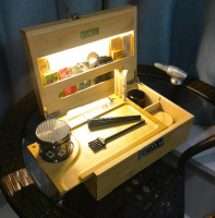 Wooden LED Stash Box with Rolling Tray Bundle,Locking Bamboo Smell Proof Stash Box Rolling Kit with Accessories,Rolling Tray Stash Box with LED Light,Box Combo with Lock,10.1✖ 7.1✖ 4.2inch