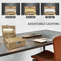 Wooden LED Stash Box with Rolling Tray Bundle,Locking Bamboo Smell Proof Stash Box Rolling Kit with Accessories,Rolling Tray Stash Box with LED Light,Box Combo with Lock,10.1✖ 7.1✖ 4.2inch
