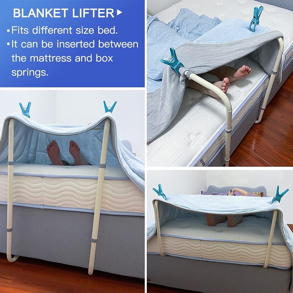 Zelen Blanket Lifter for Feet Lift Bar Sheet Riser Foot Tent Blanket Support Holder 26-34'' Adjustable Bed Cradle Assistance Device Hospital Bed Rail Accessories Leg Knee Ankle Post Surgery Recovery Standard