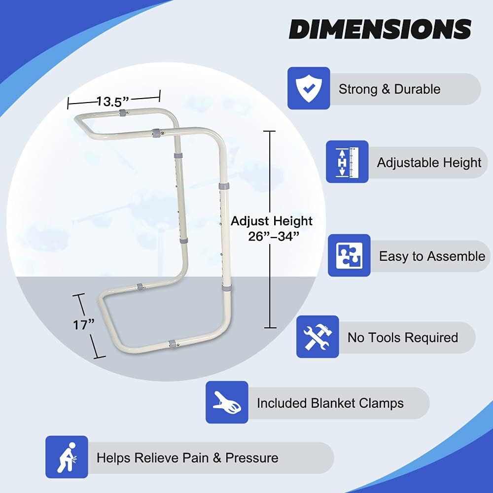 Zelen Blanket Lifter for Feet Lift Bar Sheet Riser Foot Tent Blanket Support Holder 26-34'' Adjustable Bed Cradle Assistance Device Hospital Bed Rail Accessories Leg Knee Ankle Post Surgery Recovery Standard